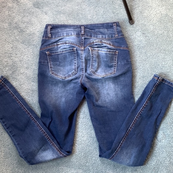 ‼️SOLD Wax Jean Butt I Love You Dark Blue Denim High Waisted Skinny Jeans Size 3 - Picture 2 of 12